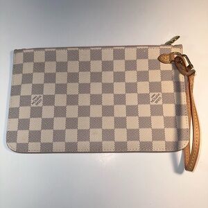 Louis Vuitton Damien Azur Zip Wristlet Pouch Cream, Pink Interior LV Clutch